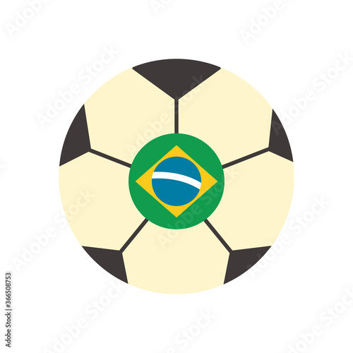 brazil soccer ball flat style icon vector design