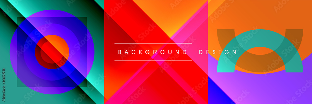 Obraz premium Neo memphis geometric pattern with circles, squares and lines. Pop art abstract background for covers, banners, flyers and posters and other templates