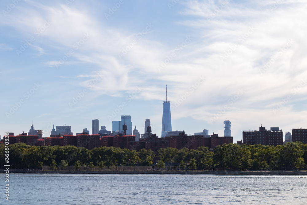 Lower Manhattan Skyline with Residential Buildings along the East River in New York City