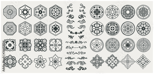 Fototapeta Set of hand drawn oriental elements