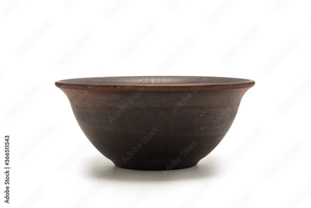 Ceramic empty brown bowl isolated on white Ceramic empty brown bowl isolated on white