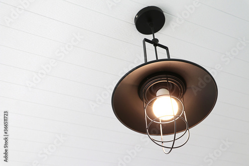 pendant light with white ceiling background, vintage style