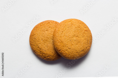 Homemade oatmeal cookie on the white background