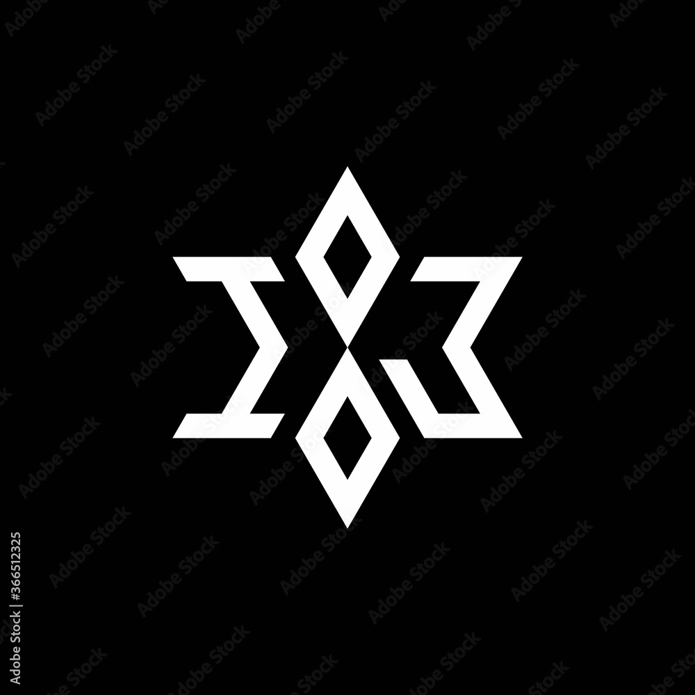 IJ monogram logo with star shape and luxury style IJ monogram logo with star shape and luxury style