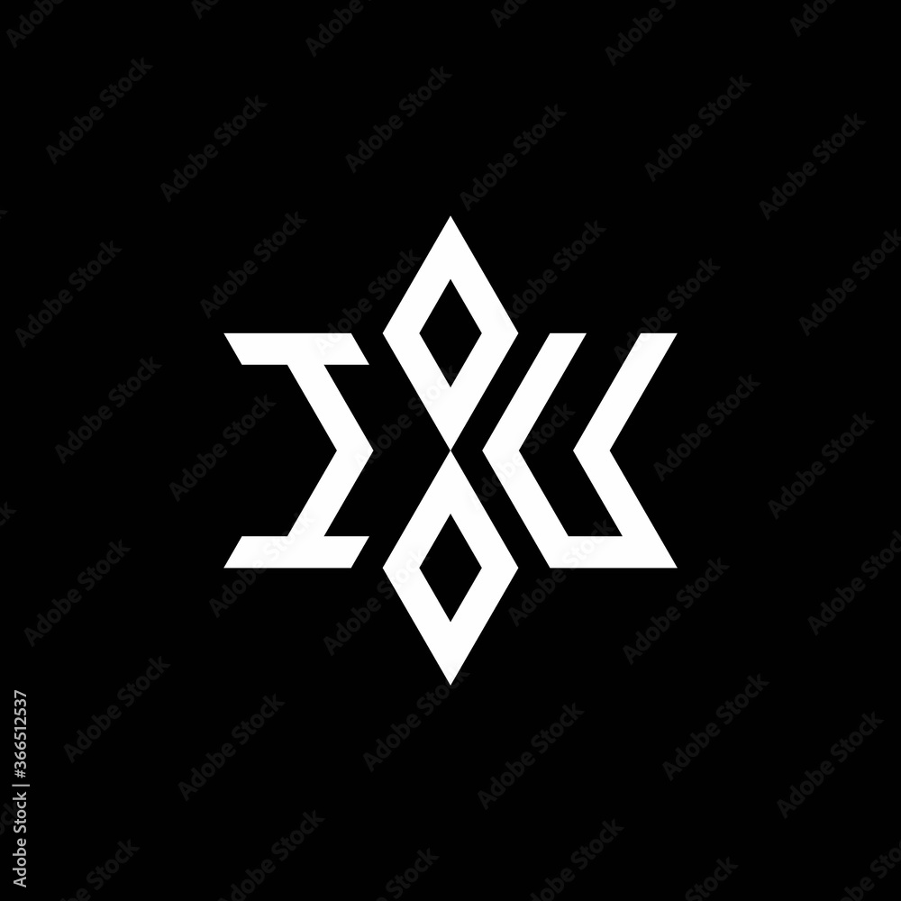 IU monogram logo with star shape and luxury style IU monogram logo with star shape and luxury style