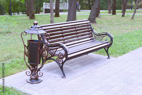 Beautiful bench in summer park