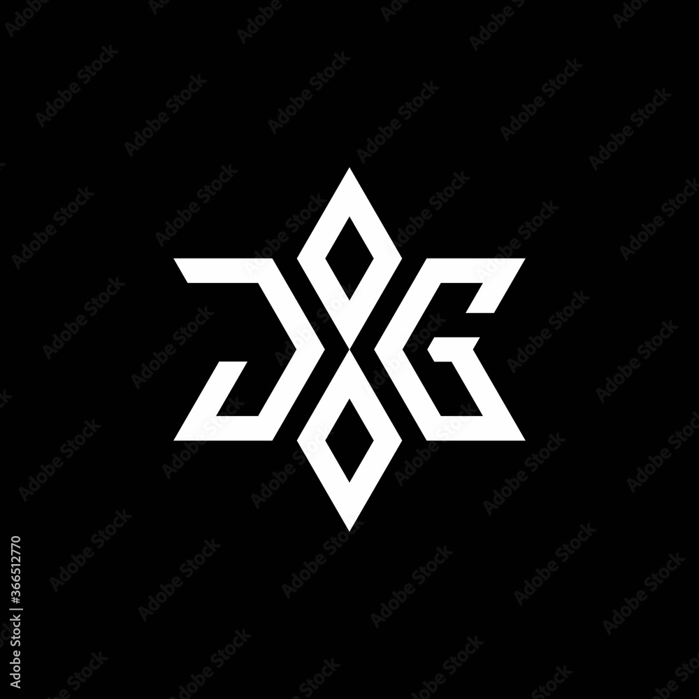 JG monogram logo with star shape and luxury style JG monogram logo with star shape and luxury style