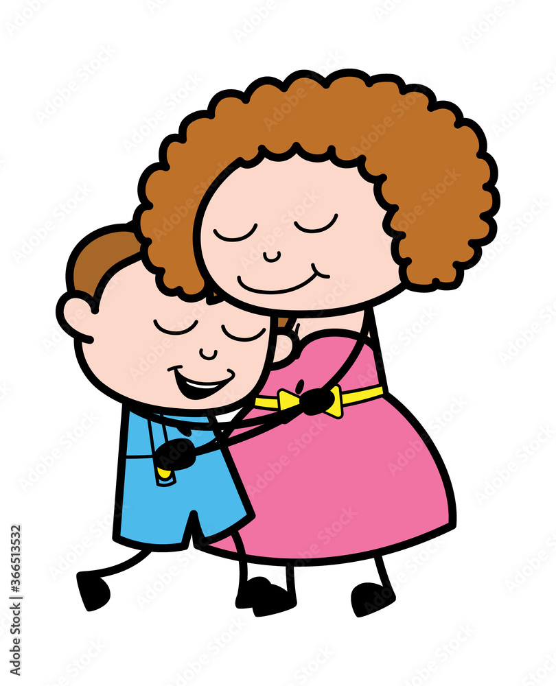 Cartoon Young Lady Giving a Hug Cartoon Young Lady Giving a Hug