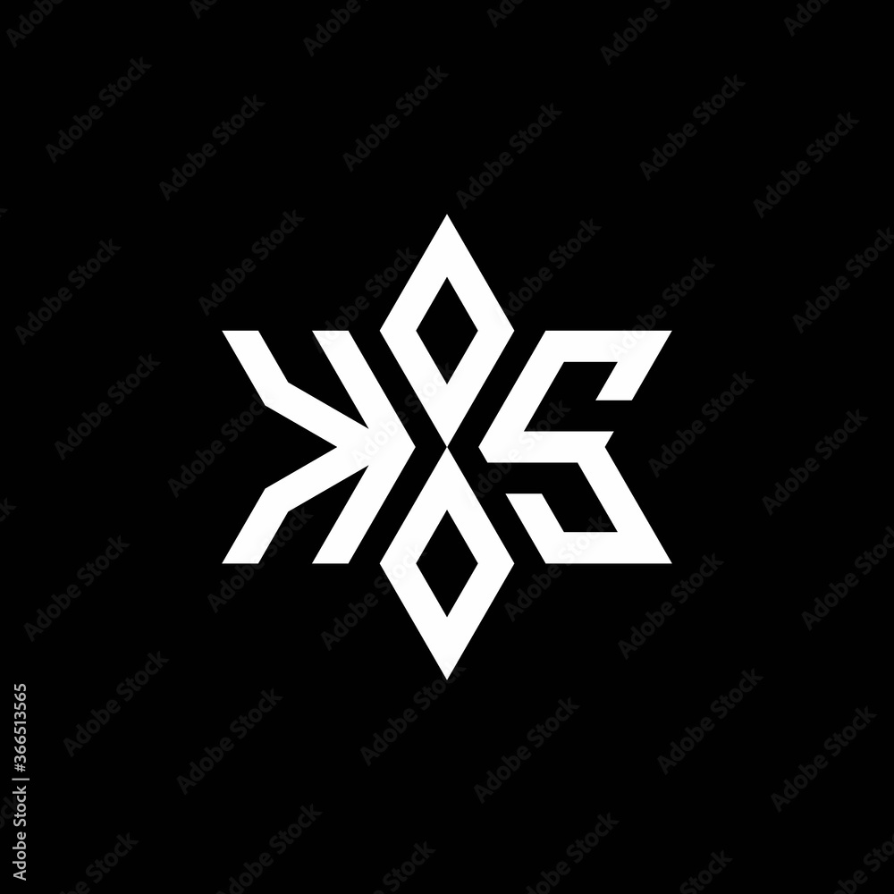 KS monogram logo with star shape and luxury style KS monogram logo with star shape and luxury style