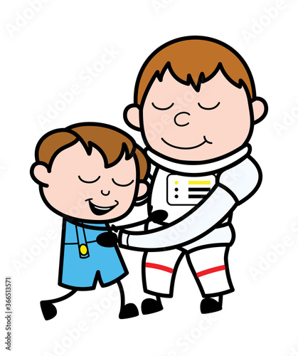 Cartoon Astronaut Giving a Hug
