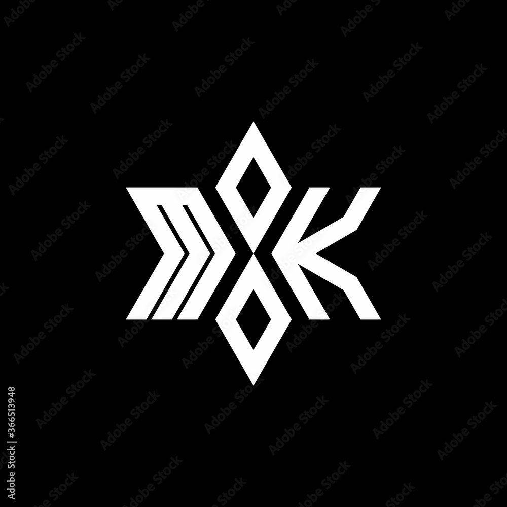 MK monogram logo with star shape and luxury style MK monogram logo with star shape and luxury style