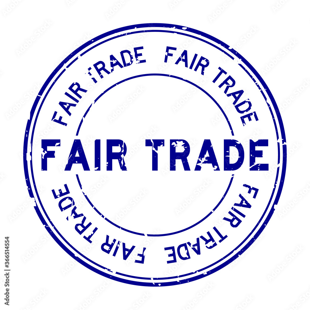 Grunge blue fair trade word round rubber seal stamp on white background Grunge blue fair trade word round rubber seal stamp on white background
