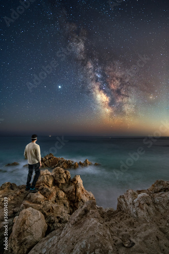 Contemplando la Vía en la Cala de la Vinyeta