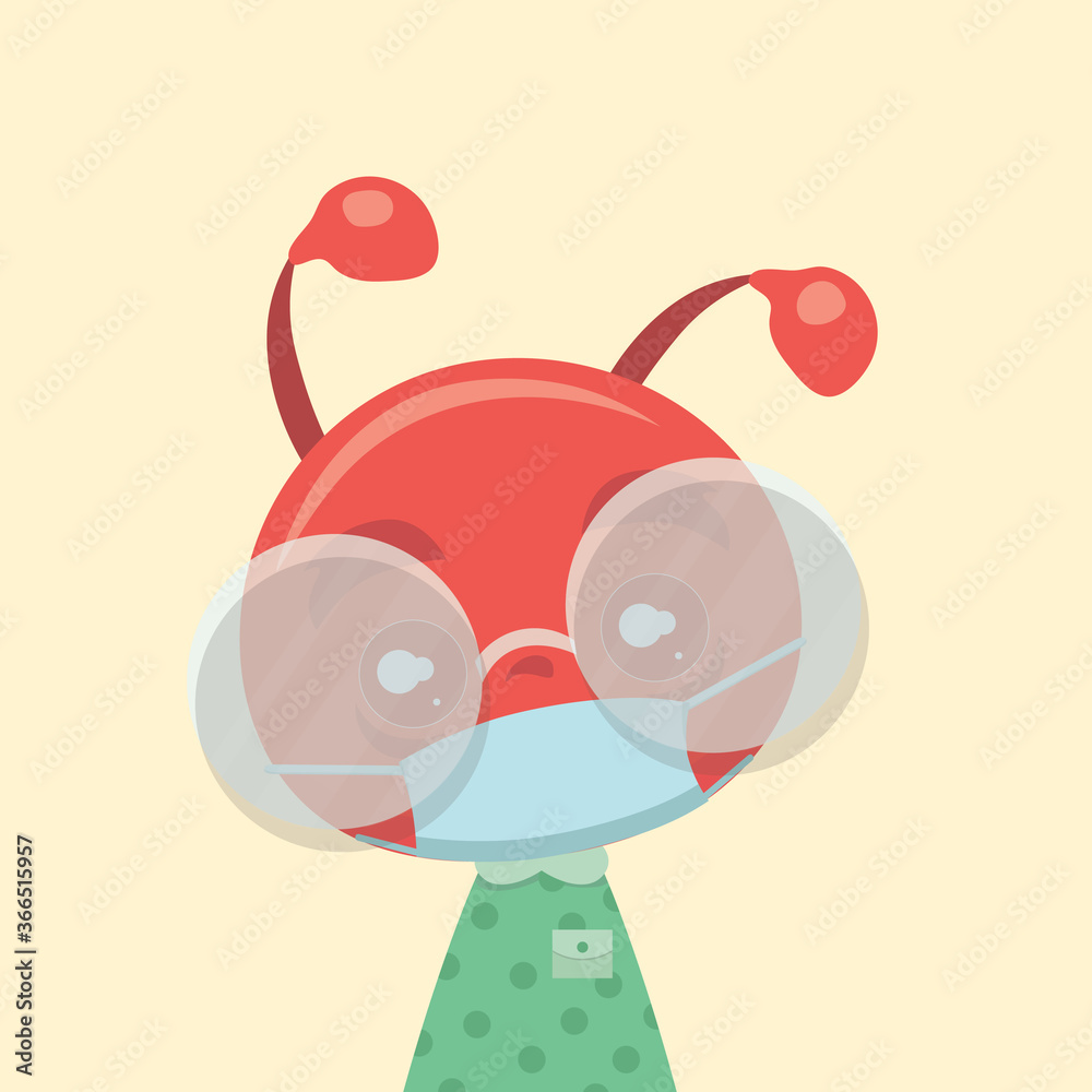 Face mask cartoon animal illustration.