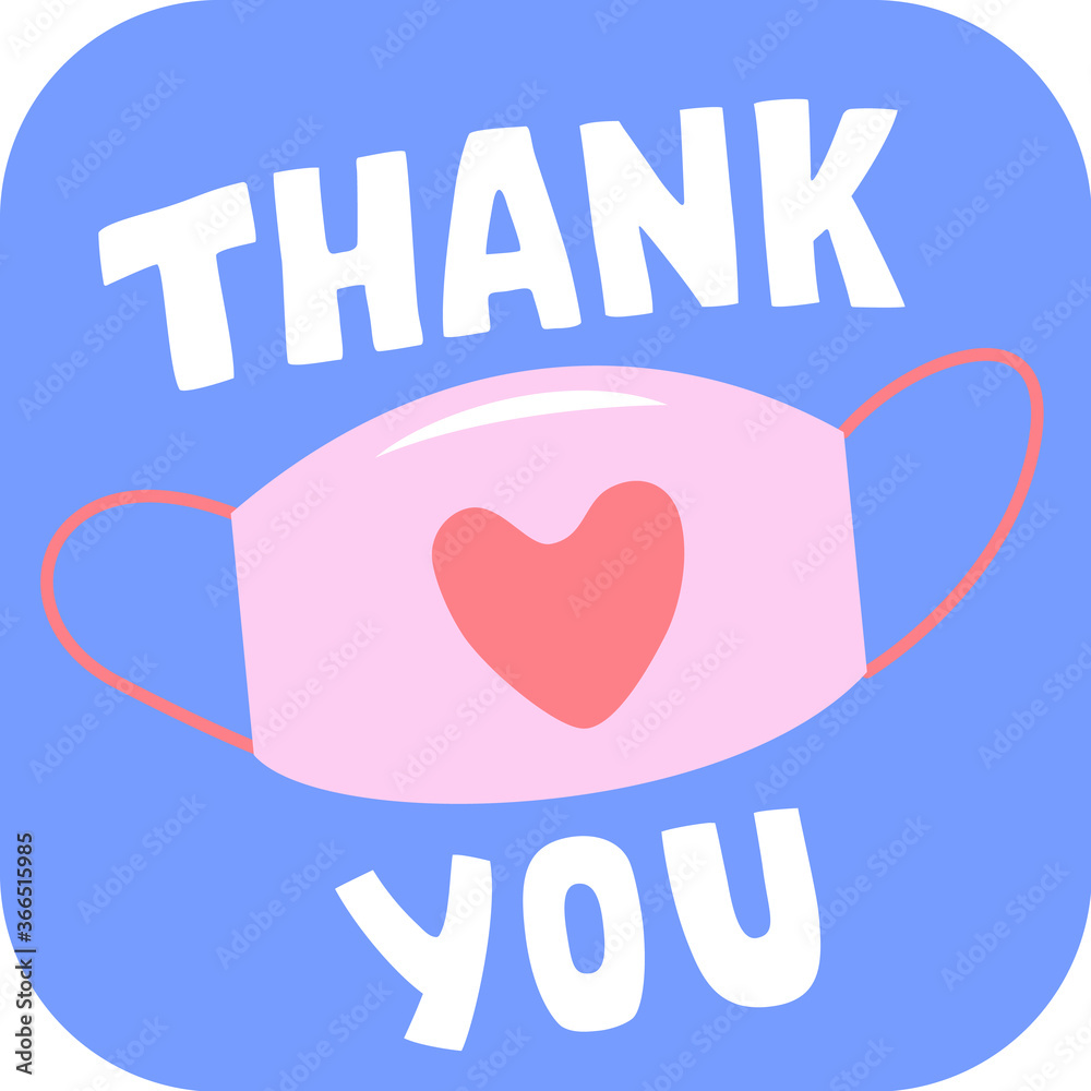 Thank you text on face mask Stock Vector | Adobe Stock