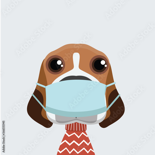 Face mask cartoon animal illustration.