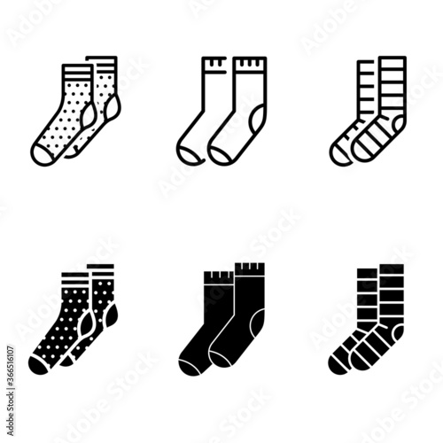 Kids socks vector icon set isolated on white background.