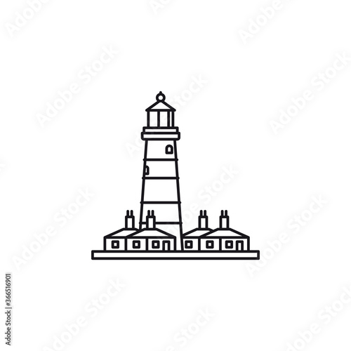Happisburgh lighthouse at Norfolk coast vector line icon