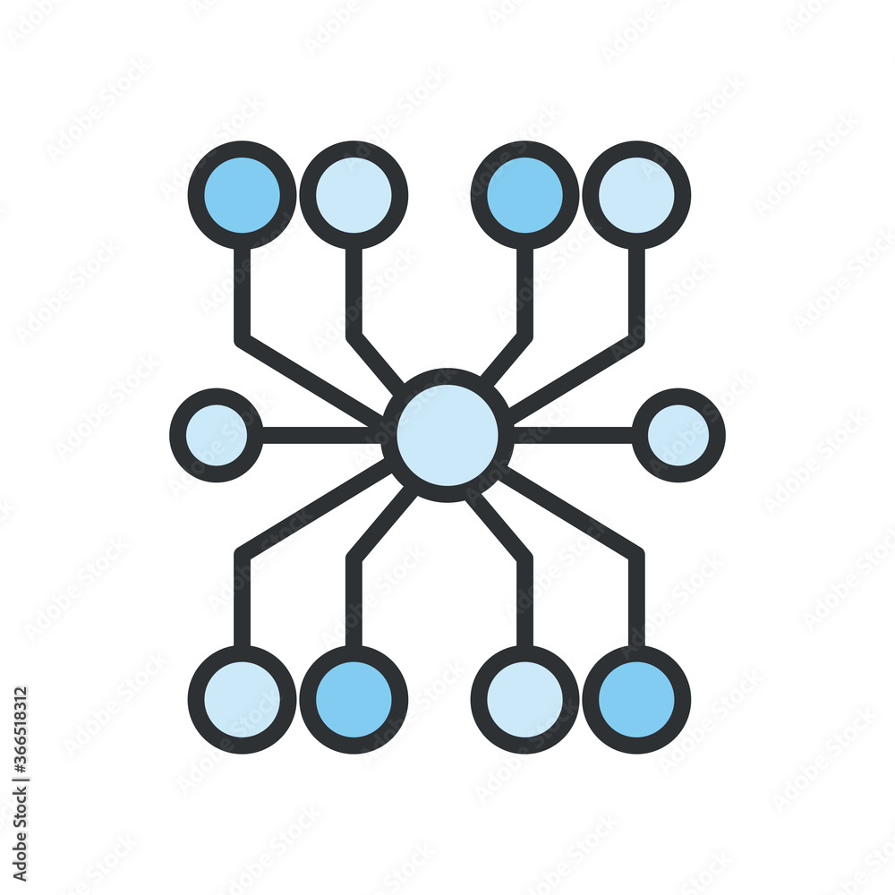 Points circuit line and fill style icon vector design Points circuit line and fill style icon vector design