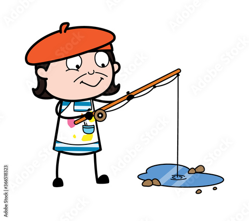 Cartoon Artist Fishing
