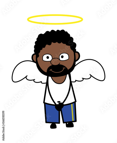 Cartoon African American Man in Angel Costume