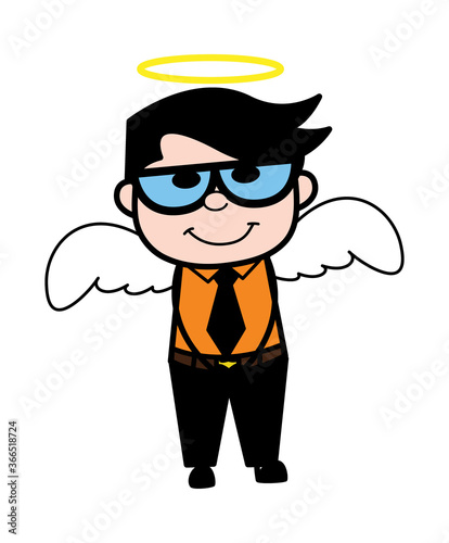 Cartoon Businessman in Angel Costume