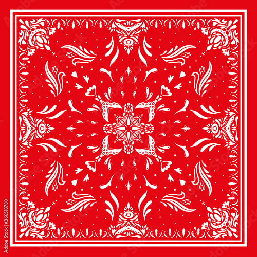 Seamless pattern based on square ornament paisley Bandana Print for boys and girls. Best motive for print on fabric or papper