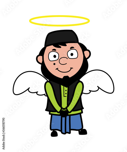 Cartoon Muslim Man in Angel Costume