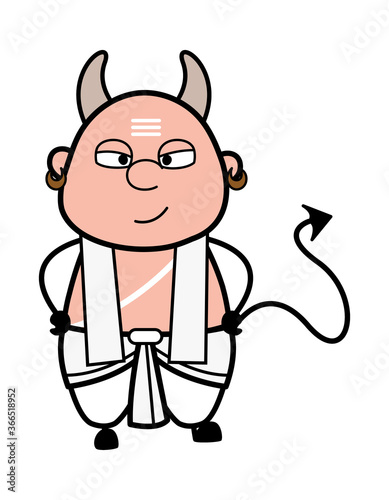 Evil Cartoon South Indian Pandit as Devil
