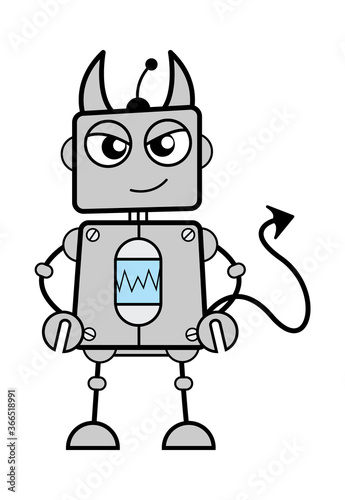 Evil Cartoon Robot as Devil
