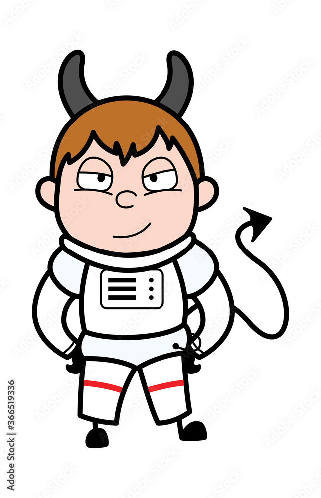 Evil Cartoon Astronaut as Devil