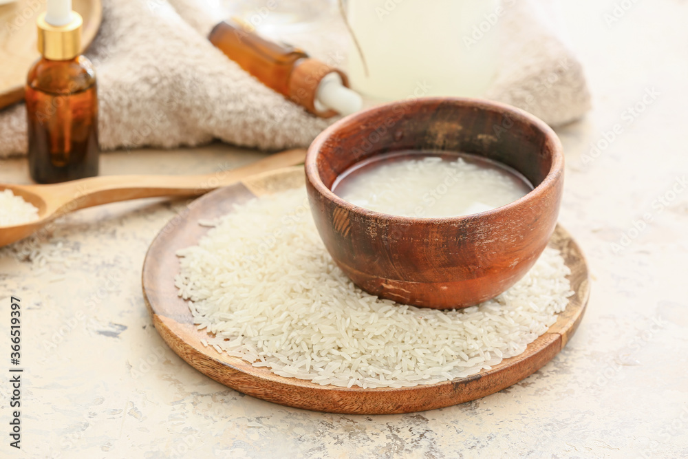 Healthy rice water on light background Healthy rice water on light background