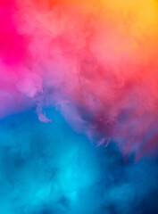 Abstract colorful, multicolored smoke spreading, bright background for advertising or design, wallpaper for gadget. Neon lighted smoke texture, blowing clouds. Modern designed.