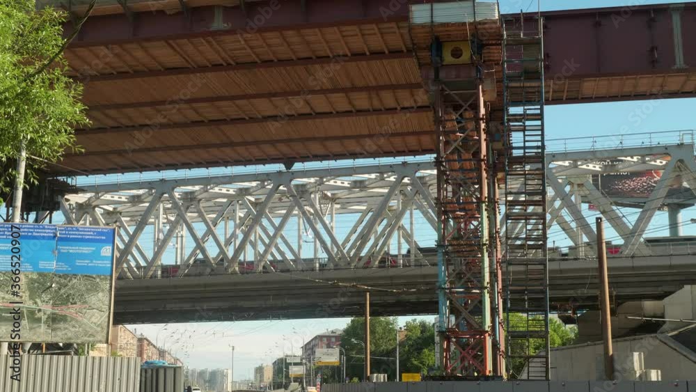 View of new bridge construction in Moscow. View of new bridge construction in Moscow.