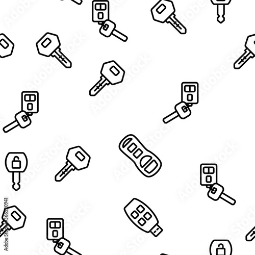 Car Key Equipment Vector Seamless Pattern Thin Line Illustration
