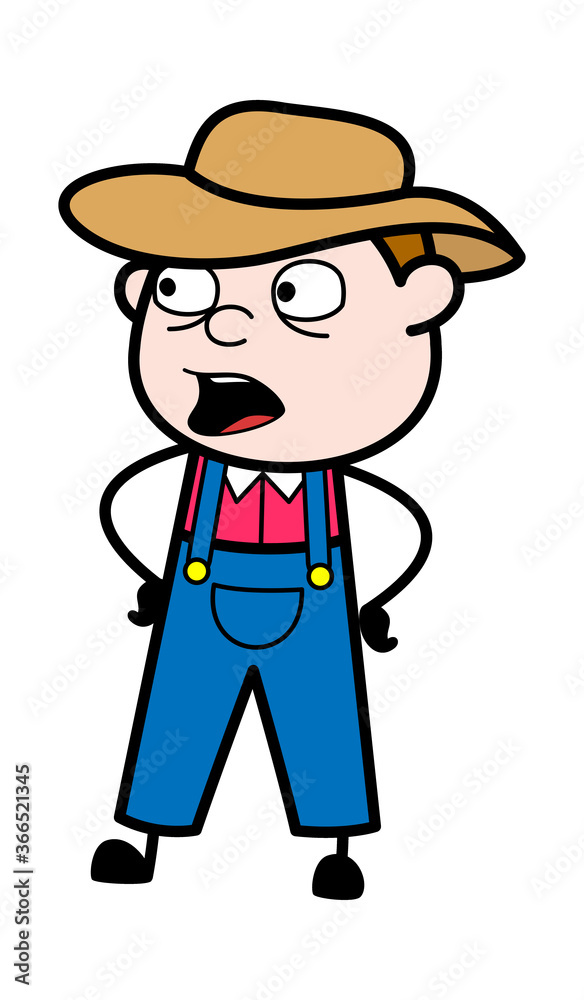 Talking Farmer with Hands on Waist Cartoon Talking Farmer with Hands on Waist Cartoon
