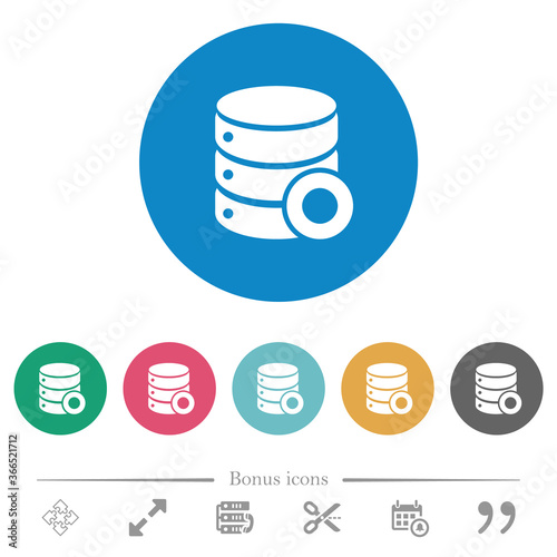 Database macro record flat round icons