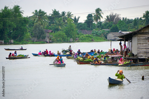 Pasar Terapung or floating market is traditional markets in Banjarmasin, South Kalimantan photo