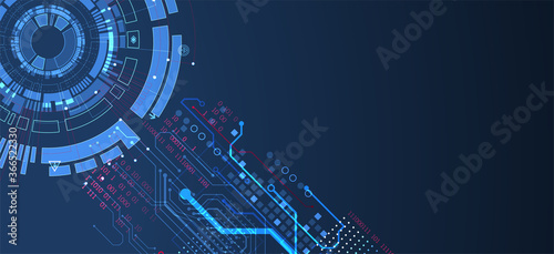 Abstract technology concept. Circuit board, high computer color background. Vector illustration with space for content, web - template, business tech presentation.