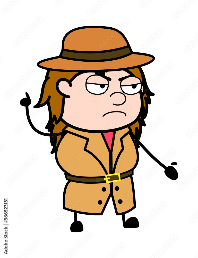 Angry Investigator Cartoon with one hand raised Angry Investigator Cartoon with one hand raised