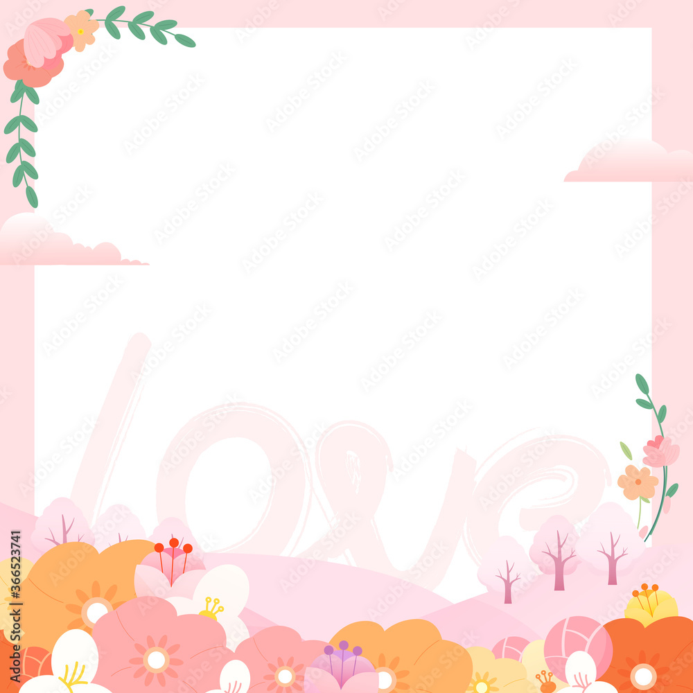 Wedding card background frame with flowers