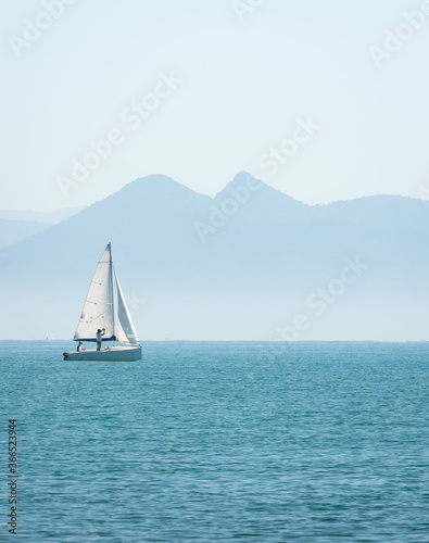 yacht sailing in the sea with beautiful day