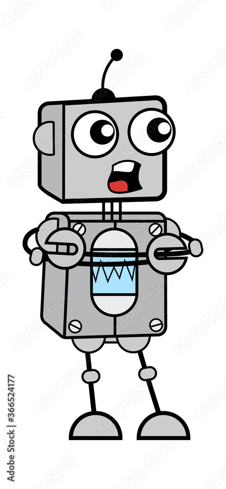 Naklejka premium Arms Folded Robot Cartoon Talking