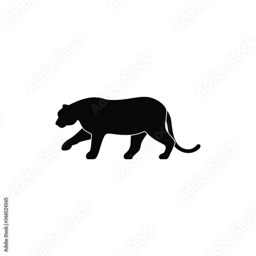 Simple tiger icon or logo on white background, danger wild animal concept.