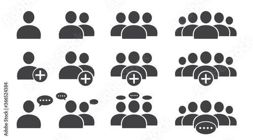 Simple Set of Business People Related Vector flat Glyph solid Icons. Contains such as Meeting, Business Communication, Teamwork, connection, speaking and more