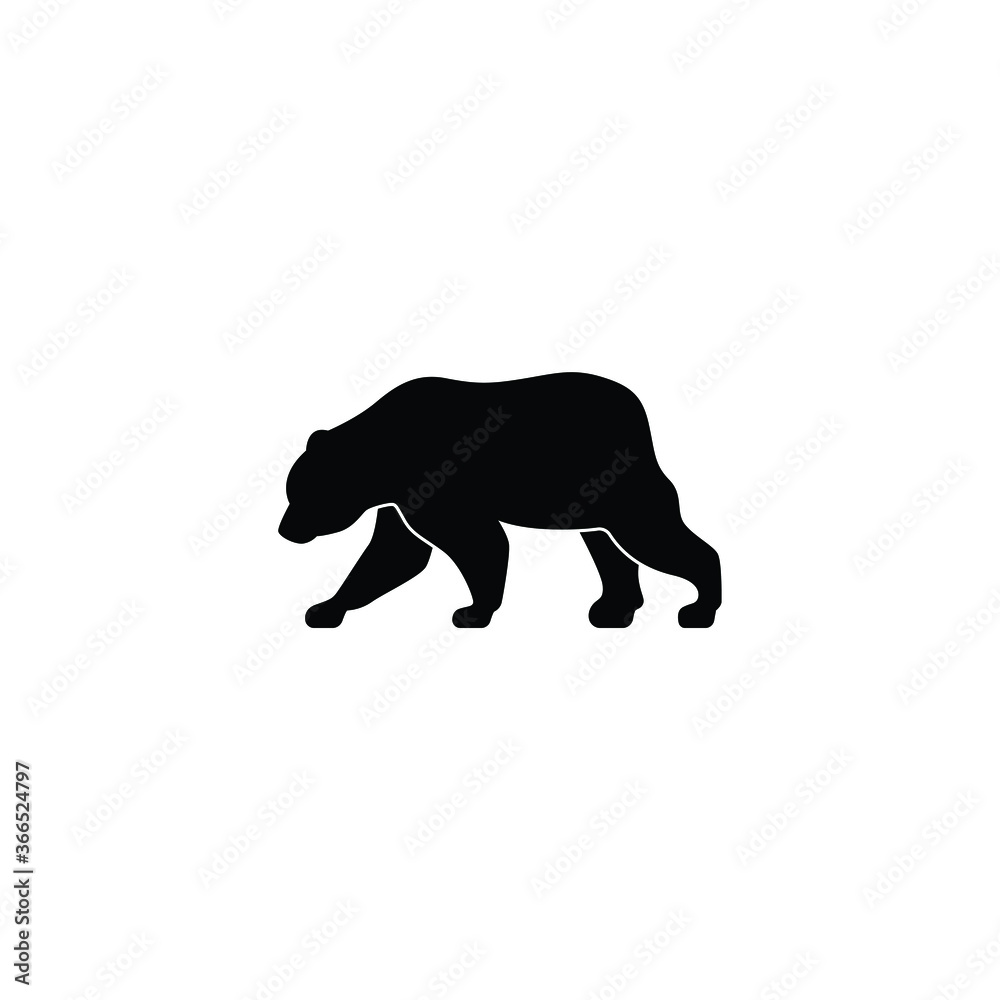 Fototapeta premium Simple bear icon or logo on white background, danger wild animal concept.