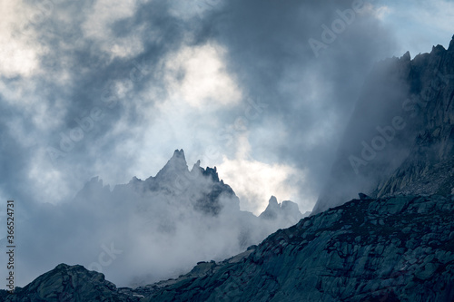 mountain peak in clouds on Grimselpass
