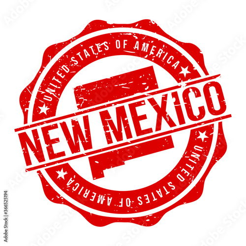 New Mexico America Original Stamp Design Vector Art Tourism Souvenir Round.