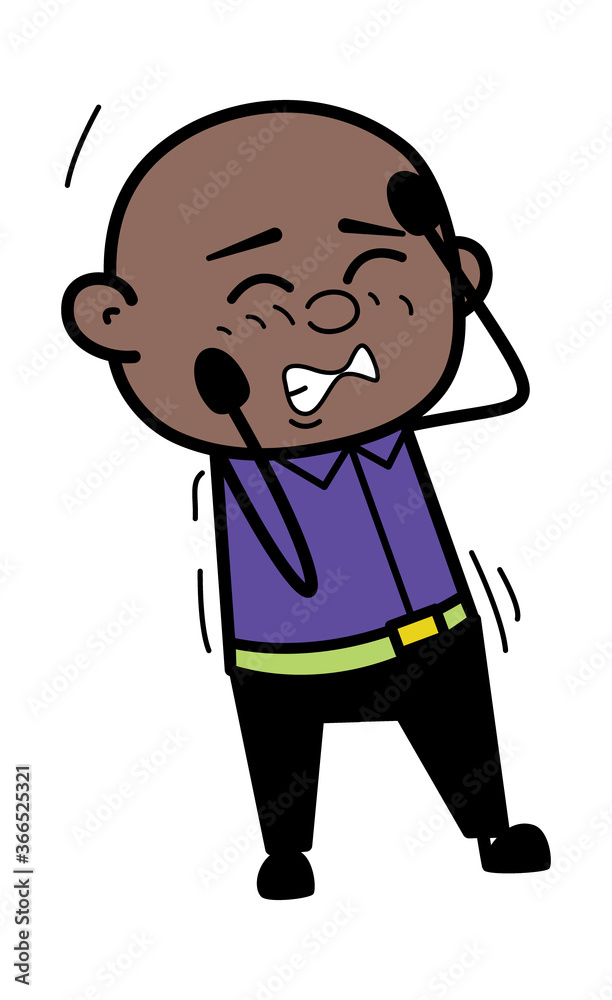 Annoyed Bald Black Man Cartoon