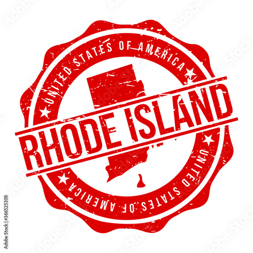 Rhode Island America Original Stamp Design Vector Art Tourism Souvenir Round.